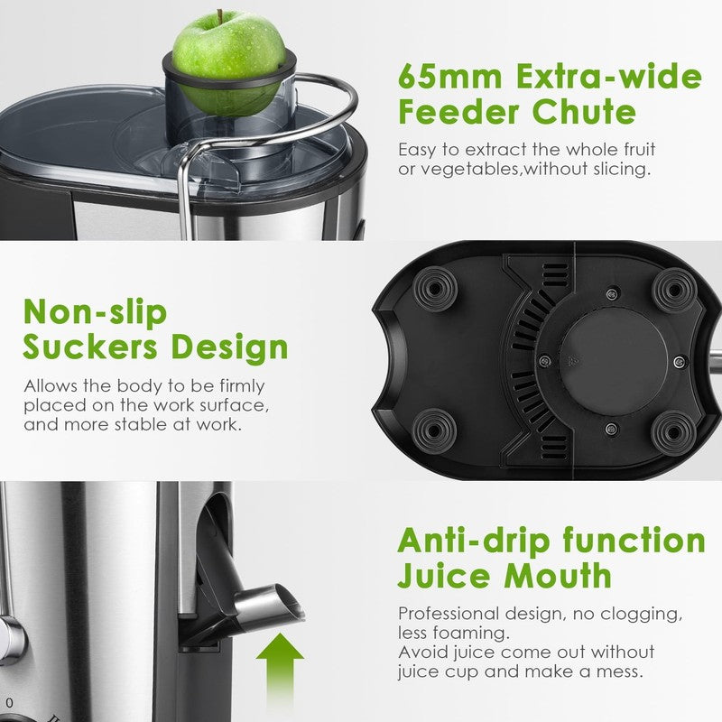 400 W 25 Oz 2 Speed Masticating Juicer, Silver2