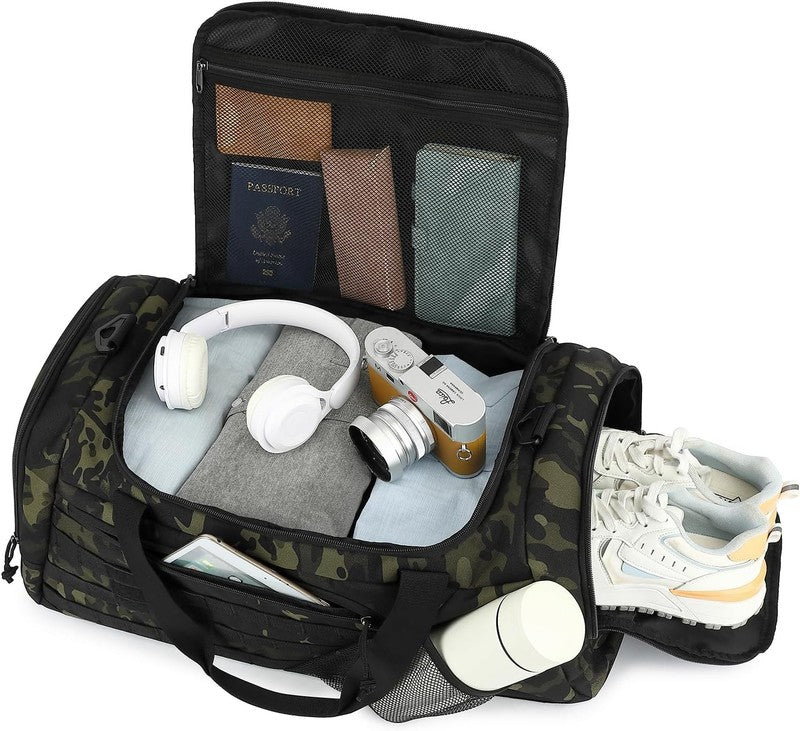 3in1 Tactical Gym Duffle Backpack 45L Men Travel Weekender Shoe Pocket Camo7