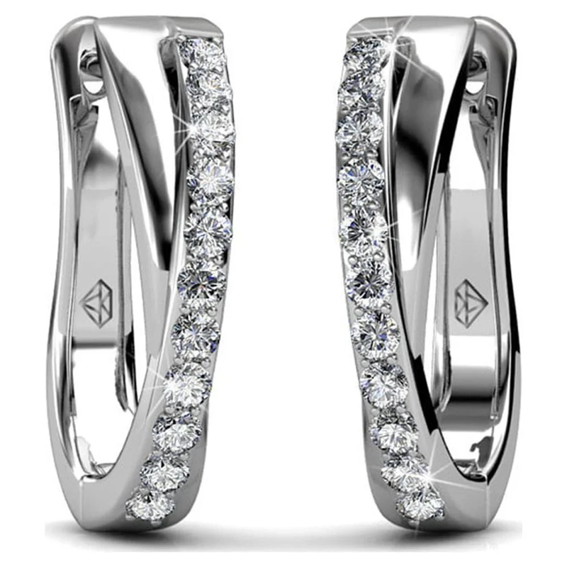 Amaya 18K White Gold Plated 16Mm Hoop Earrings with Crystals Gift for Women7