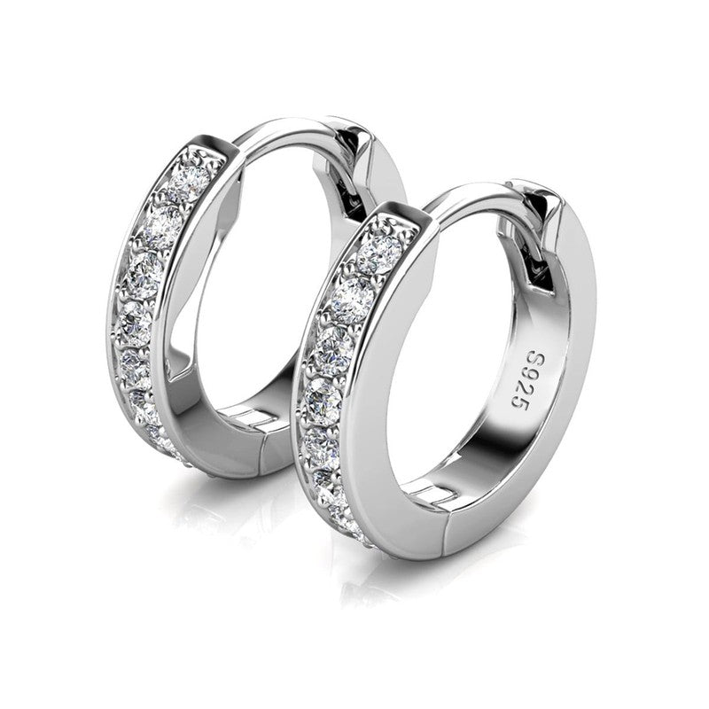 Skye 18K White Gold Plated 12Mm Hoop Earrings with Crystals Gift for Women7