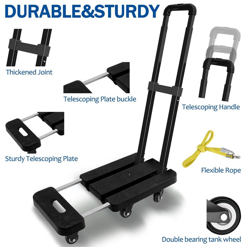 BAOKALER Folding Hand Truck 500Lb Capacity Heavy Duty Dolly Cart Black8