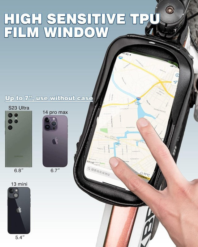 Waterproof Bike Phone Frame Bag Tube Pouch Cycling Accessory for Phones 7"2