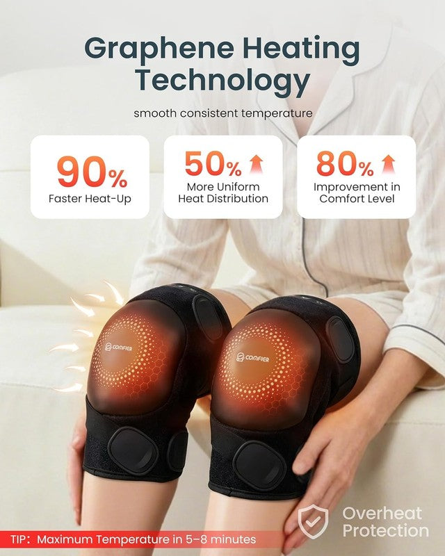 Cordless Knee Massager w/ Graphene Heat Vibration Rechargeable Pain Relief3
