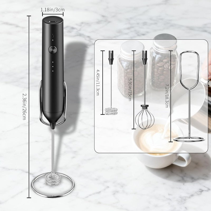 Kitchen Milk Frother Handheld with Stand, 3 Speeds Adjustable Mixer Electric Han2