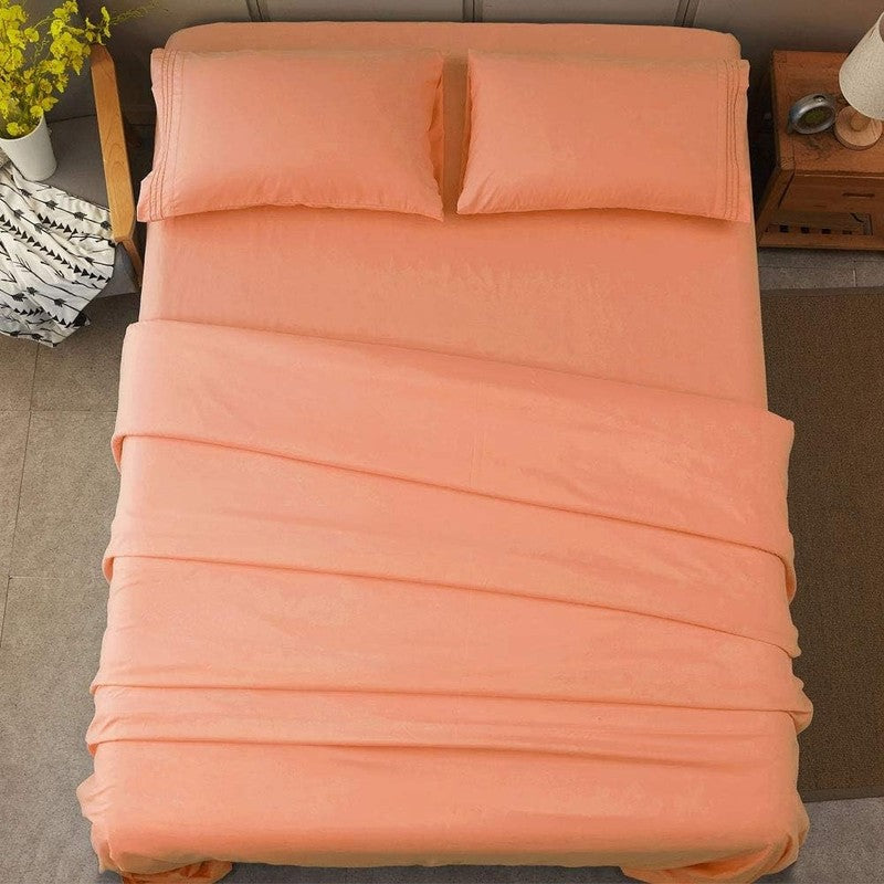 Luxury 1800 Thread Count Microfiber Bed Sheet Set   Coral Queen, 4 Pieces7