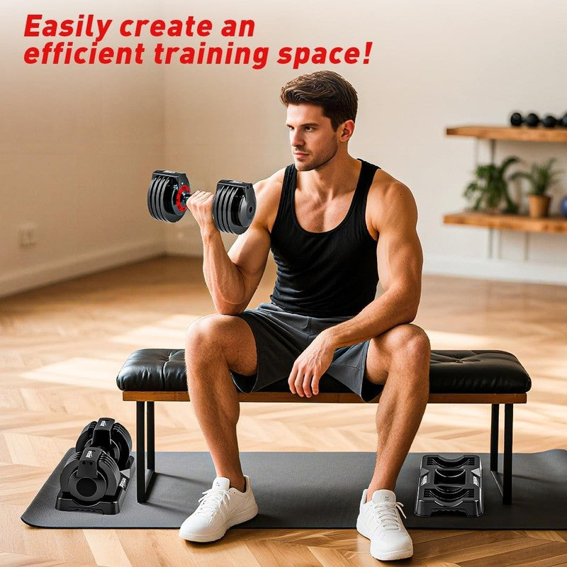 25/55lb Adjustable Dumbbells Set Anti-Slip Metal Handle Full Body Workout6