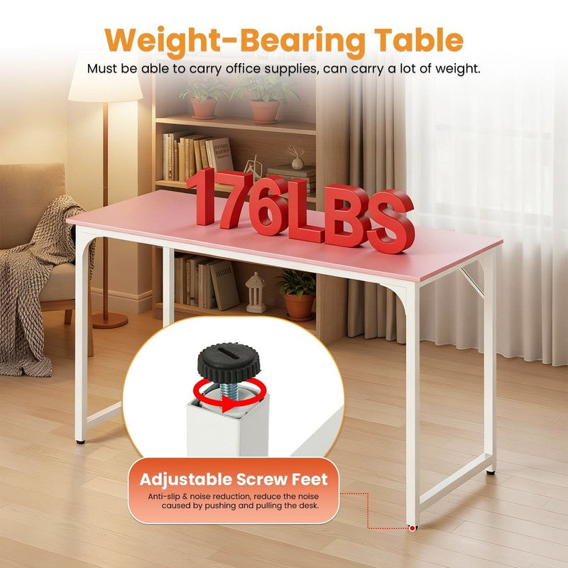47" Pink Computer Desk with Metal Frame & Adjustable Feet Office Desk6