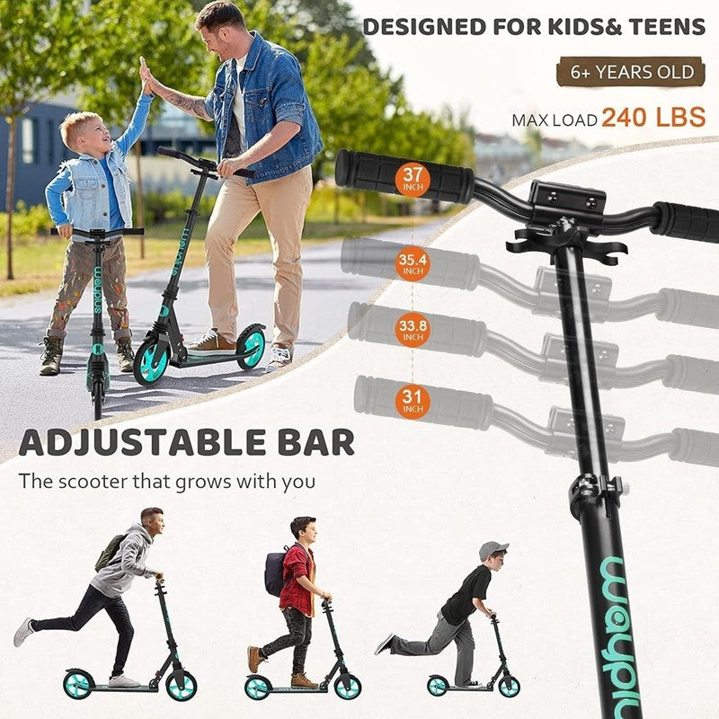 Kick Scooter Foldable 8" Wheels ABEC9 Adjustable 4 Levels Kids Teens Adults 6+2