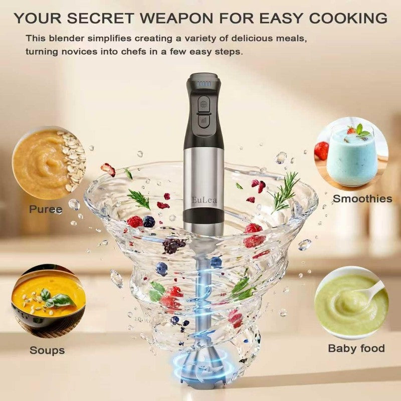 2026 New Immersion Hand Blender, 1200W with 5 Speed Settings, Stainless Steel Bl1