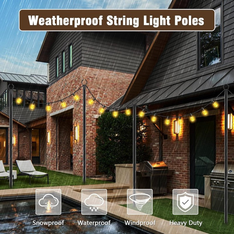 10Ft String Light Poles 4 Pack,Light Poles for outside Lights,Outdoor with Fence4