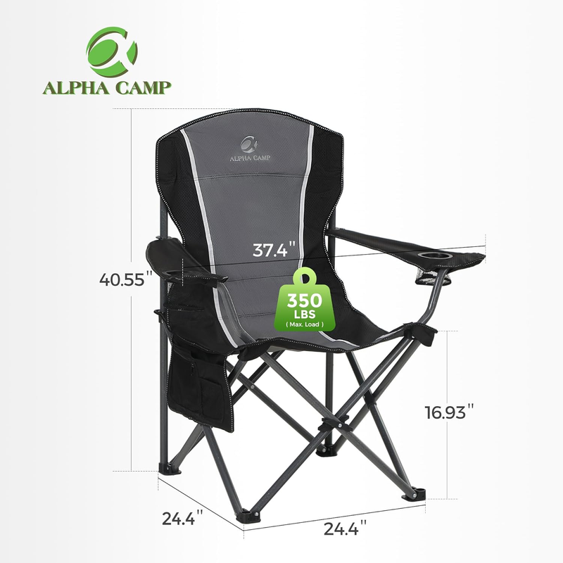 Oversized Quad Back Camping Chair 350lbs Heavy Duty Folding Chair1