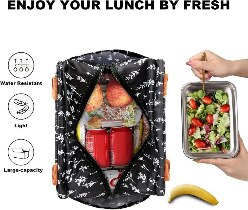 Insulated Lunch Bag for Women Men Large Reusable Cooler Tote w/ Bottle Holder2