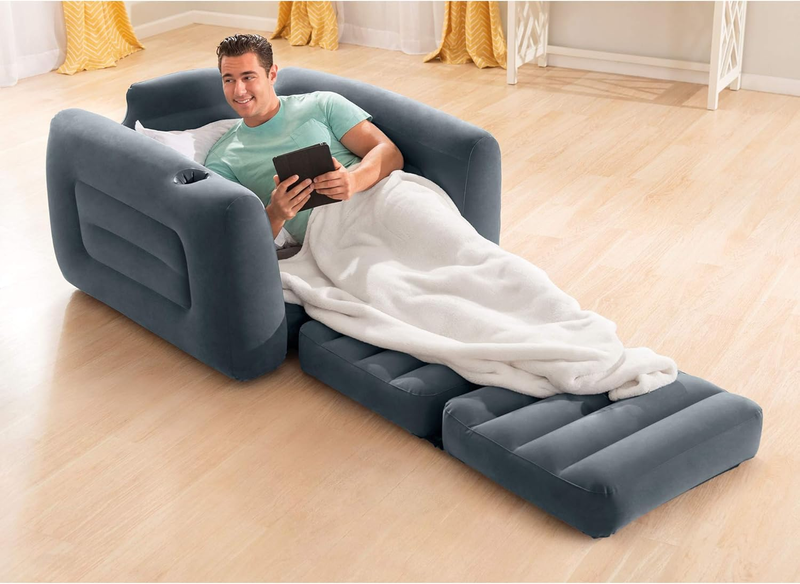 66551EP Inflatable Pull-Out Chair: Built-In Cupholder – Velvety Surface – 2-In-17