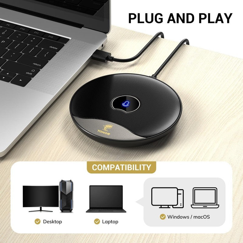 TONOR TM20 USB Conference Mic 360° Omnidirectional Condenser w/ Mute Button2