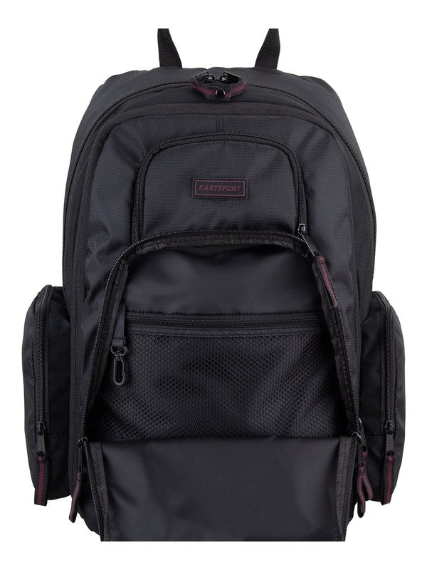 Unisex Diamond Expandable Recycled Backpack, Black/Fig Pop6