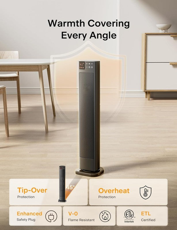 30” Ceramic Tower Space Heater with Adjustable Thermostat for Large Room, 75° Os5