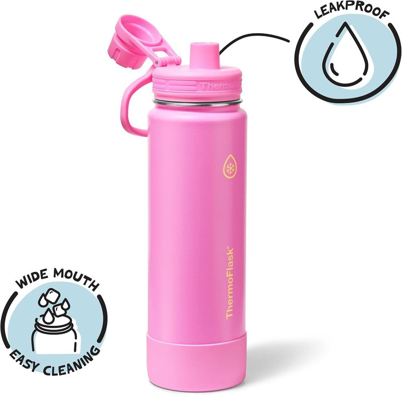 24oz Insulated Water Bottle Stainless Steel Spout Lid Leakproof Hot Cold2