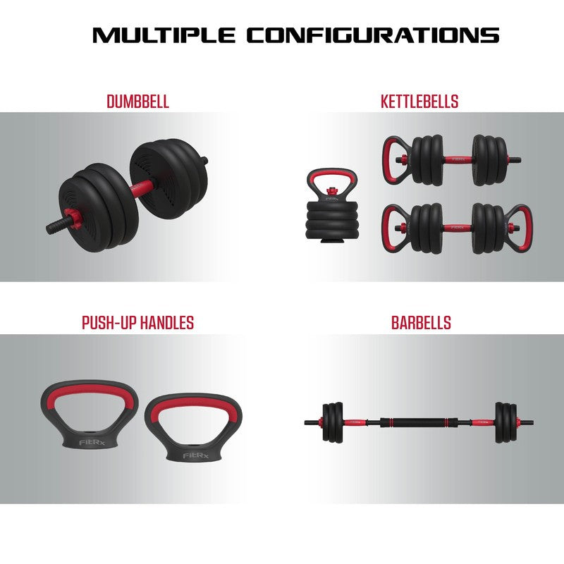 Smartbell 60lb Adjustable 4 in 1 Dumbbell Barbell Kettlebell Set Black3