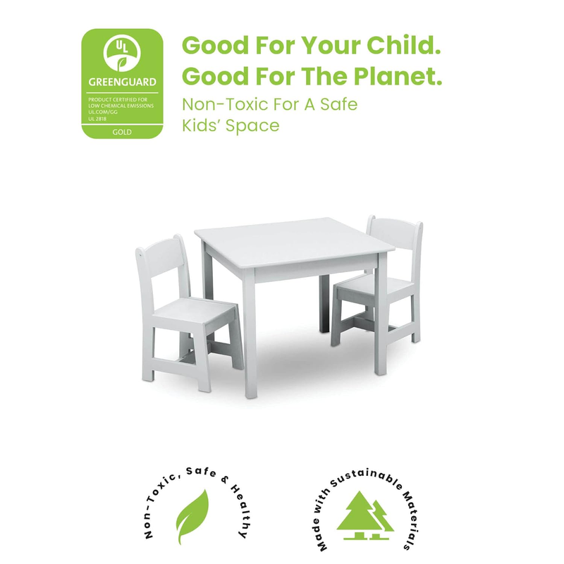 Mysize Kids Wood Table & 2 Chairs 3pc Bianca White Greenguard Gold2