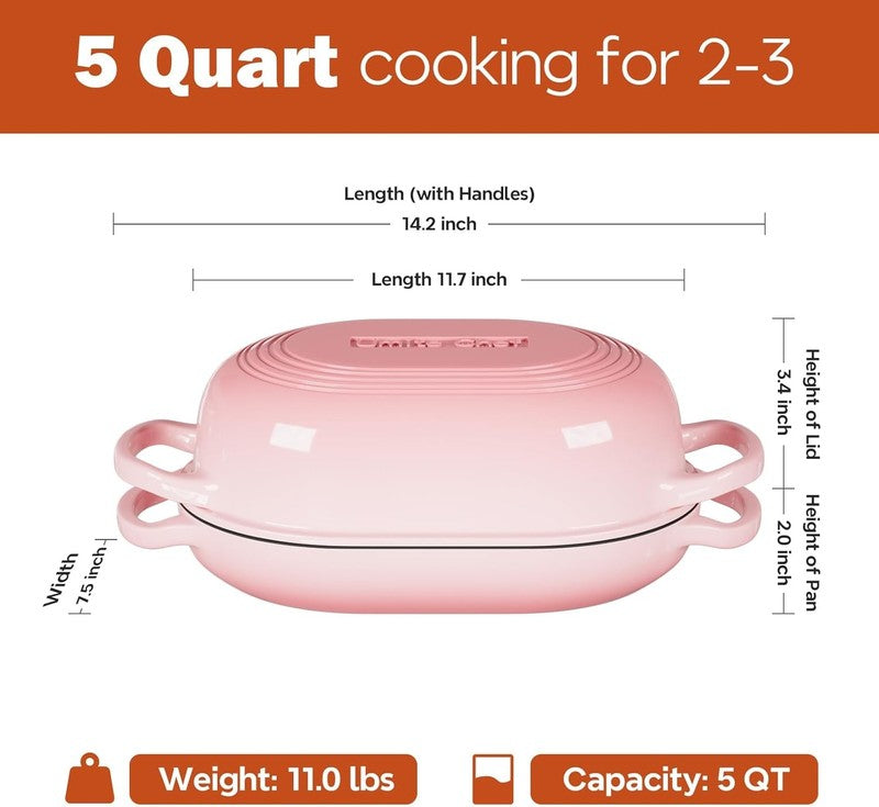5QT Cast Iron Dutch Oven Bread Kit w/ Banneton Lame Sourdough Pink1