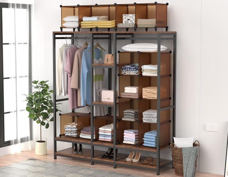 12 Cube Closet Organizer, Cube Storage Shelves for Clothes, Brown2