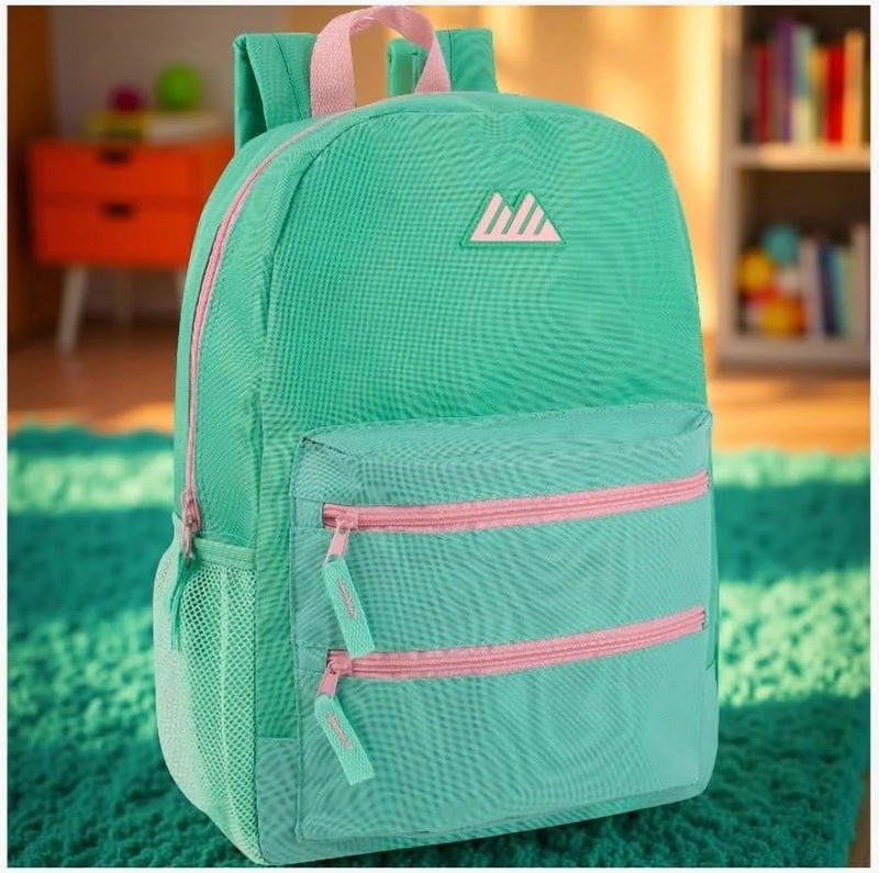 Aquamarine Mint Multipocket Backpack 17" Travel School Bag4