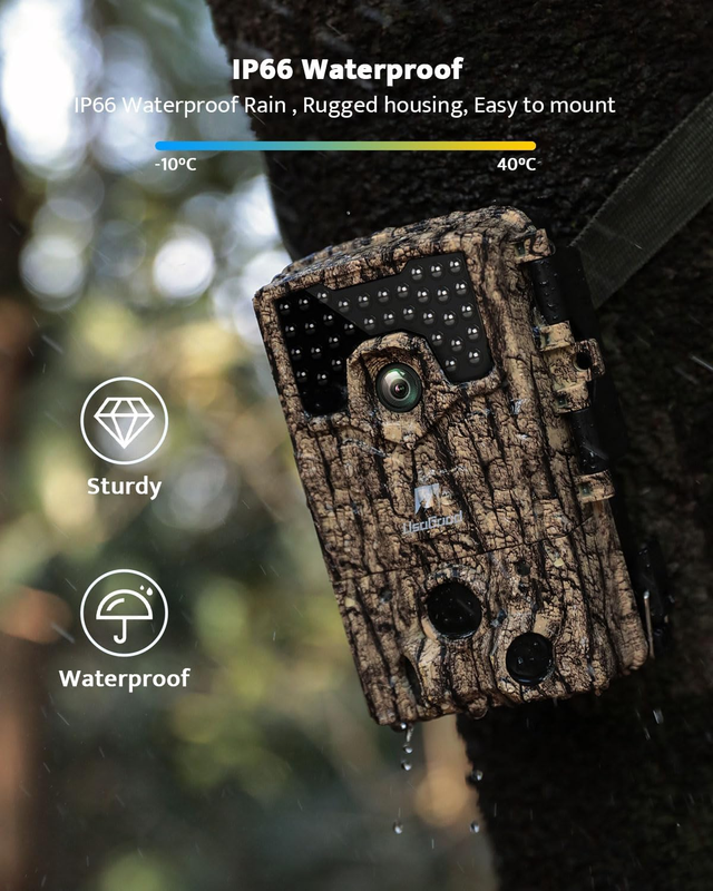 Trail Camera 4K 48MP Game Cam 8 Batteries 32GB Night Vision IP66 120° 2" Screen7