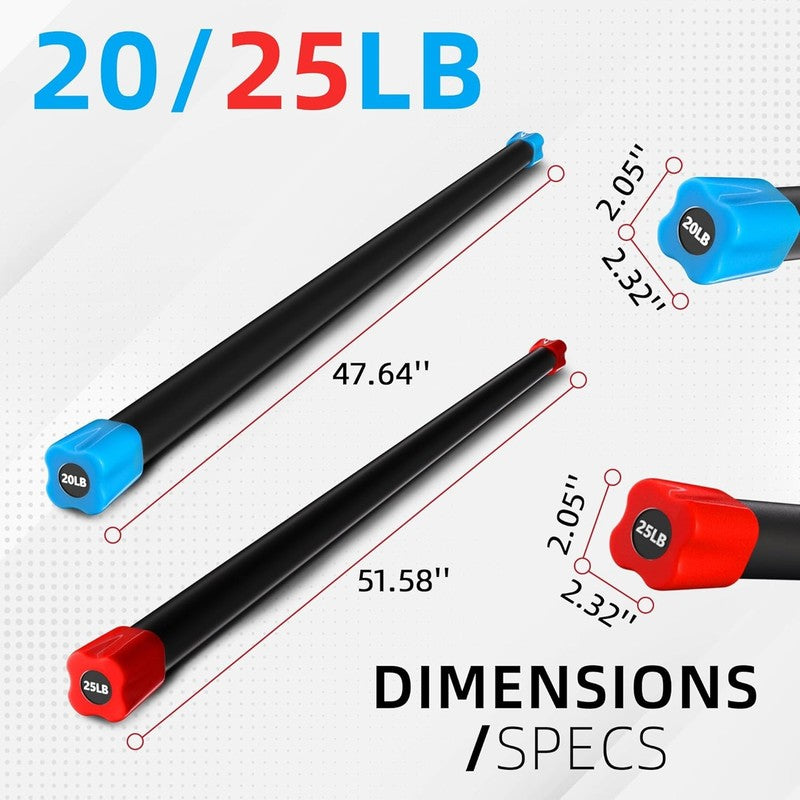 Total Body Weighted Workout Bar Exercise Bar Multiple Sizes 20 and 25 lbs1