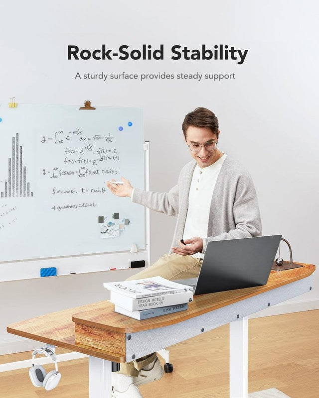 48x24 Electric Standing Desk w/ 2 Drawers 4 Presets Hooks Light Vintage6