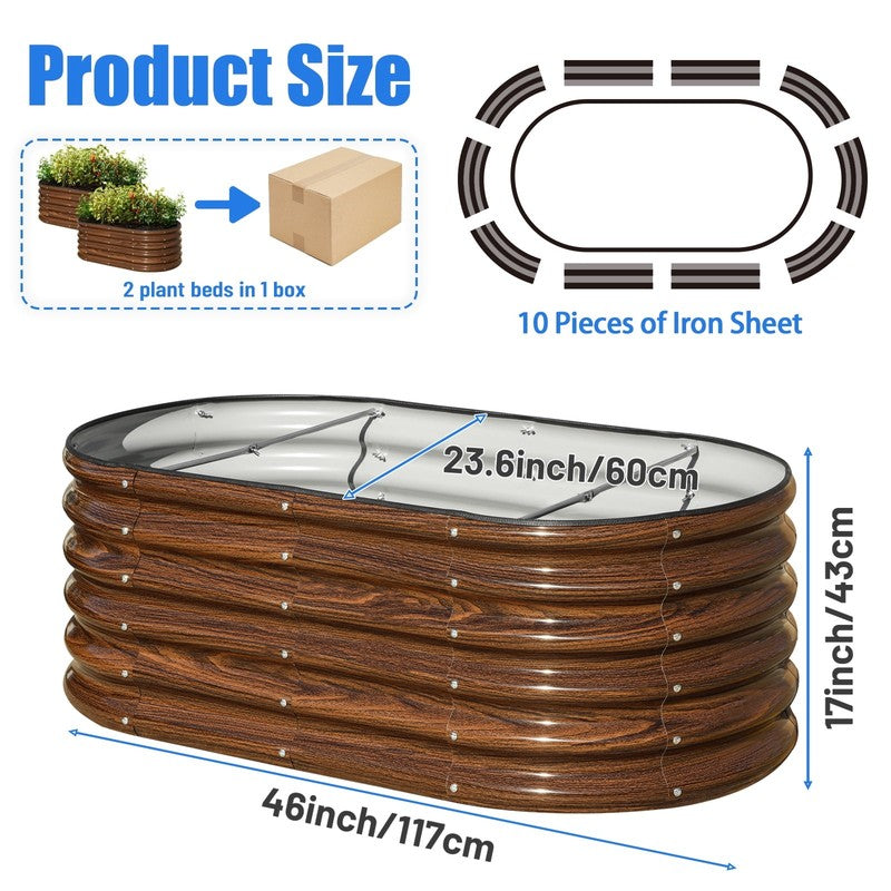 2-Pack 4X2X1.5 FT Extra-Deep Raised Garden Bed, Galvanized Metal Planter Box for2