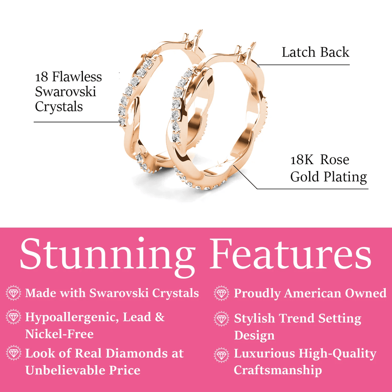 Lauren 18K Rose Gold Plated 22Mm Hoop Earrings with Crystals for Women1
