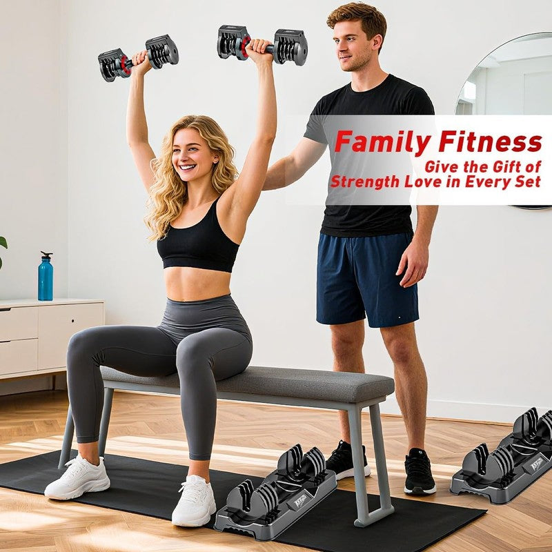 25/55lb Adjustable Dumbbells Set Anti-Slip Metal Handle Full Body Workout5