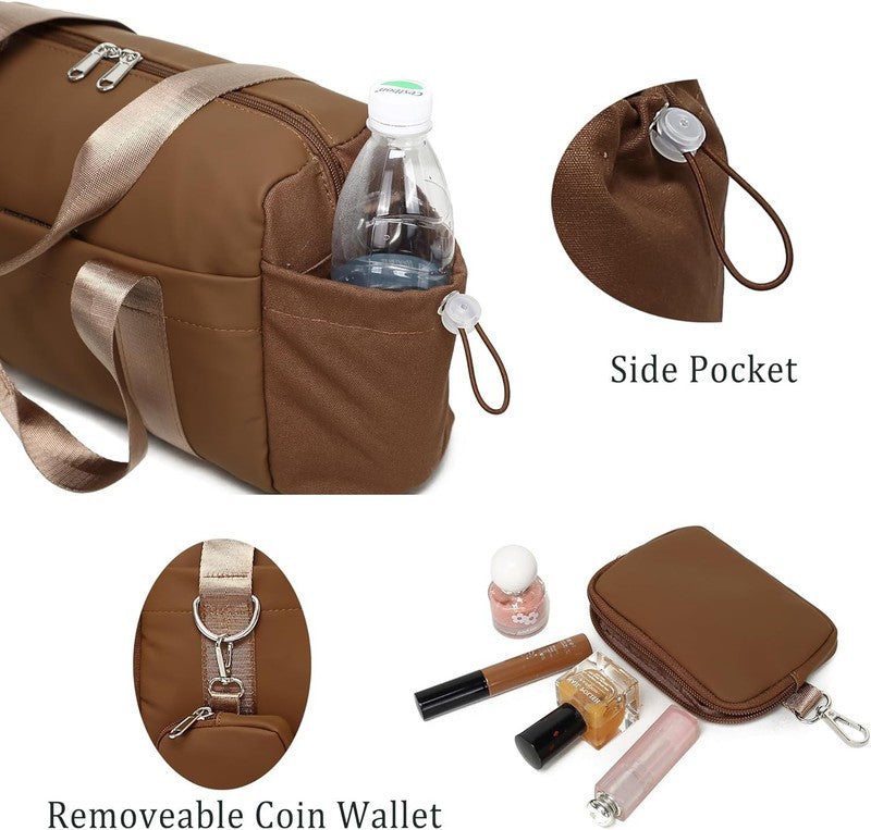 Everyday Mini Gym Bag Women 2.0 Tote Waterproof Travel Duffle Brown Coin Wallet6