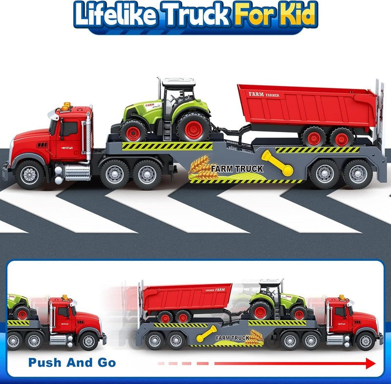 21“ Extra Large Truck Toy, 3 4 5 6 Boys Toys with Tractors and Dump Truck, 3 in4