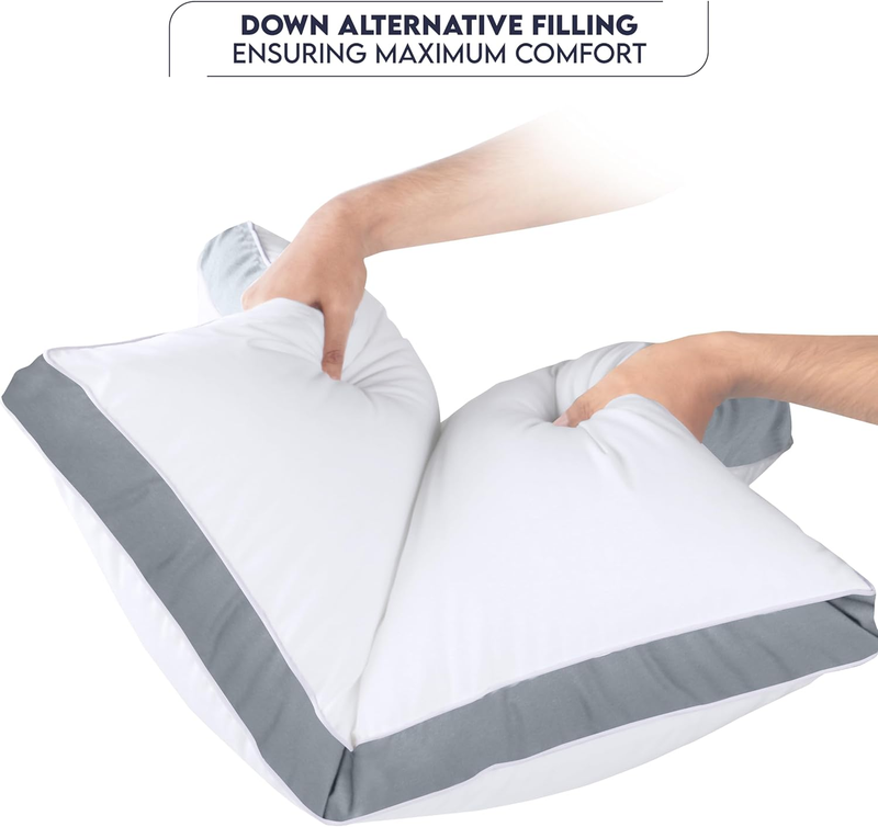 King Bed Pillows Set of 2 Down Alternative Soft Cooling Hotel Quality Grey6