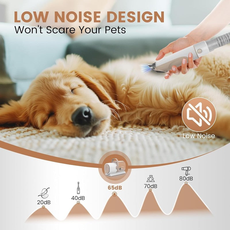 Dog Grooming Vacuum Kit 11000Pa Pet Hair Clipper Nail Grinder 7 Tools 2.5L4