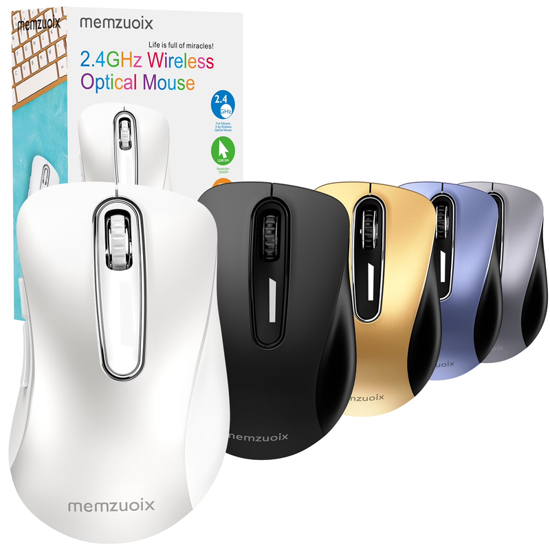 2.4GHz Wireless Mouse 1200 DPI 5 Button USB Receiver PC Laptop Pure White5