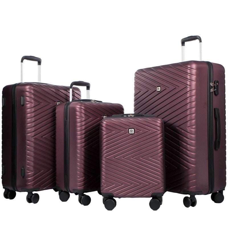 4 Piece Hardshell Luggage Set Hardside Lightweight Suitcase with TSA Lock Spinne3