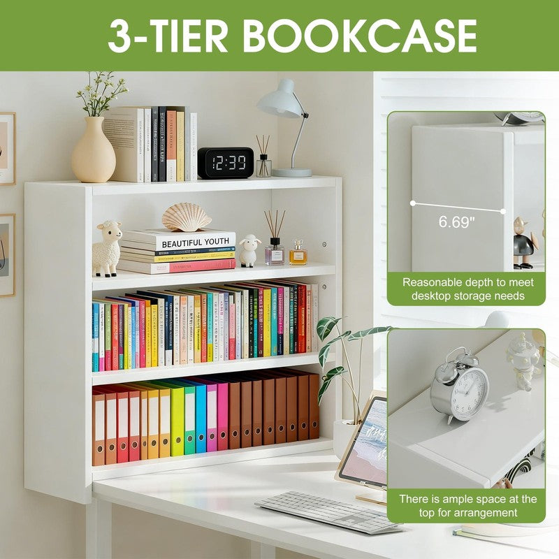 Desktop Bookshelf & Desk Organizer Shelf, 3-Tier Display Rack, Wooden Table Top 4