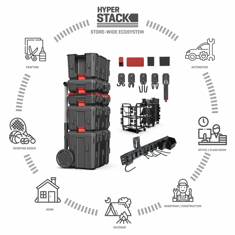 Hyper Stack Heavy Duty 3 Piece Modular Rolling Toolbox System, Black11