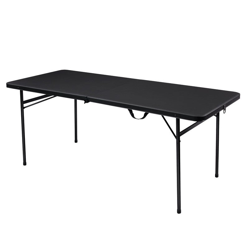 6 Foot Bi Fold Plastic Folding Table Black1