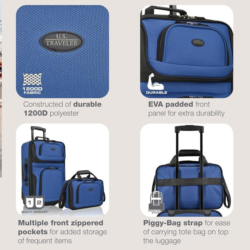 Rio Softside Expandable Carry On Rolling Luggage, Royal Blue, 2 Wheel Set2