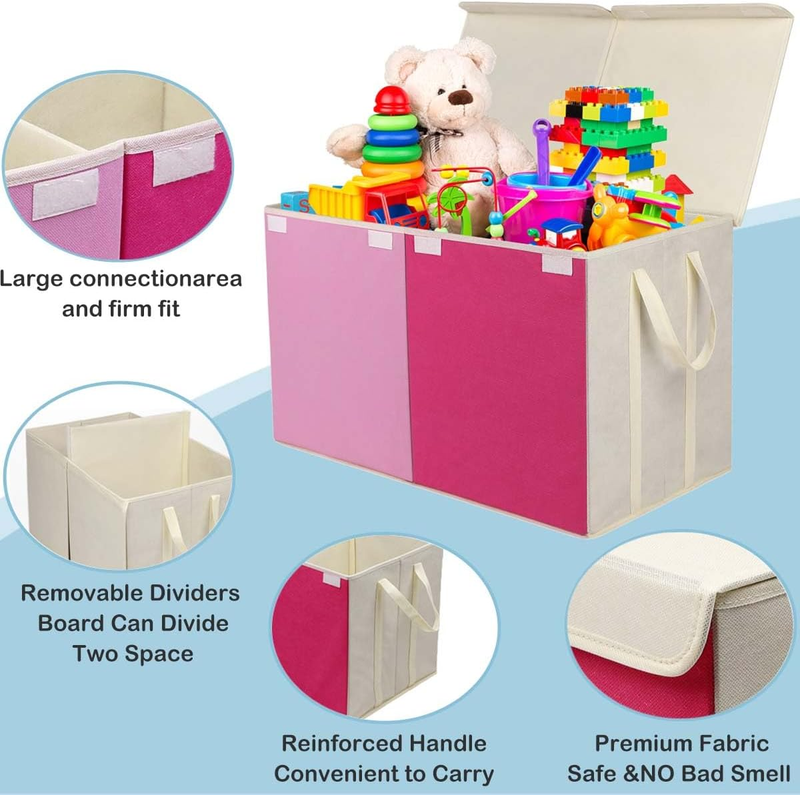 Toy Box Chest Collapsible Kids Storage Bins Organizer Boxes Extra Large Pink2