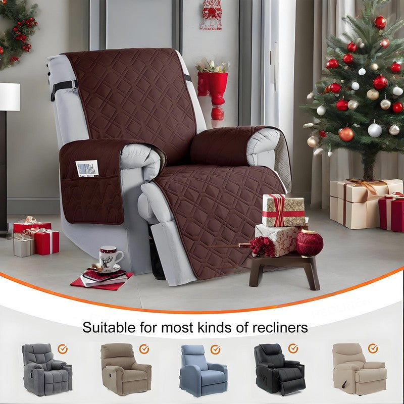 Waterproof Recliner Chair Cover Brown 28" 5-Layer Anti-Slip with Side Pockets7