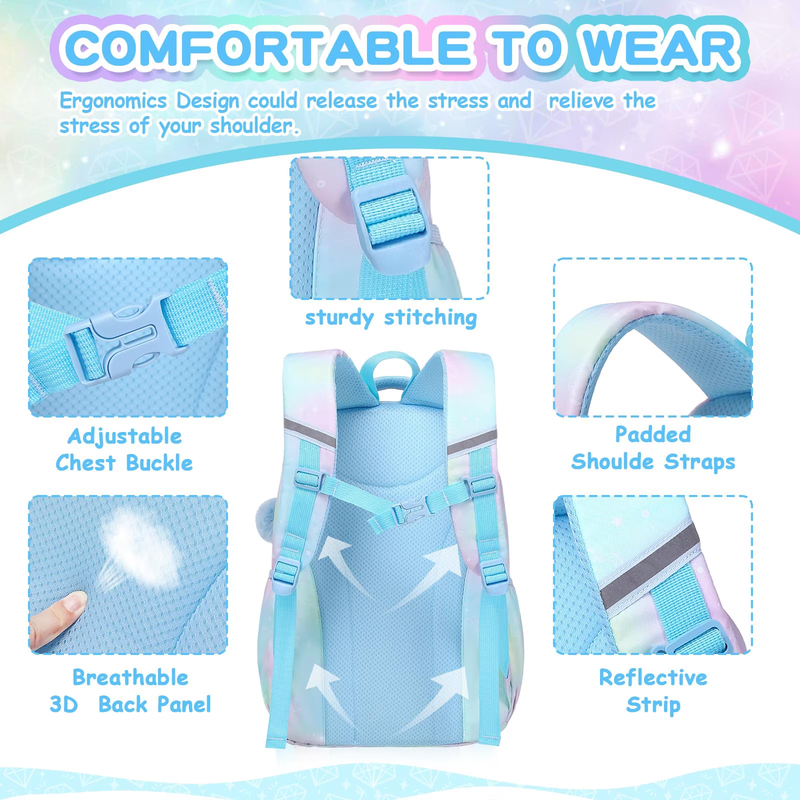 Kids Kawaii Ita School Backpack Lightweight Student Bag Blue6