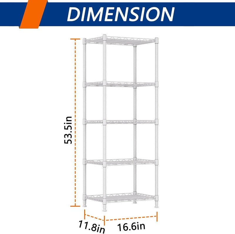 Adjustable 5 Wire Metal Shelving Rack for Laundry, Kitchen, and Closet Storage2