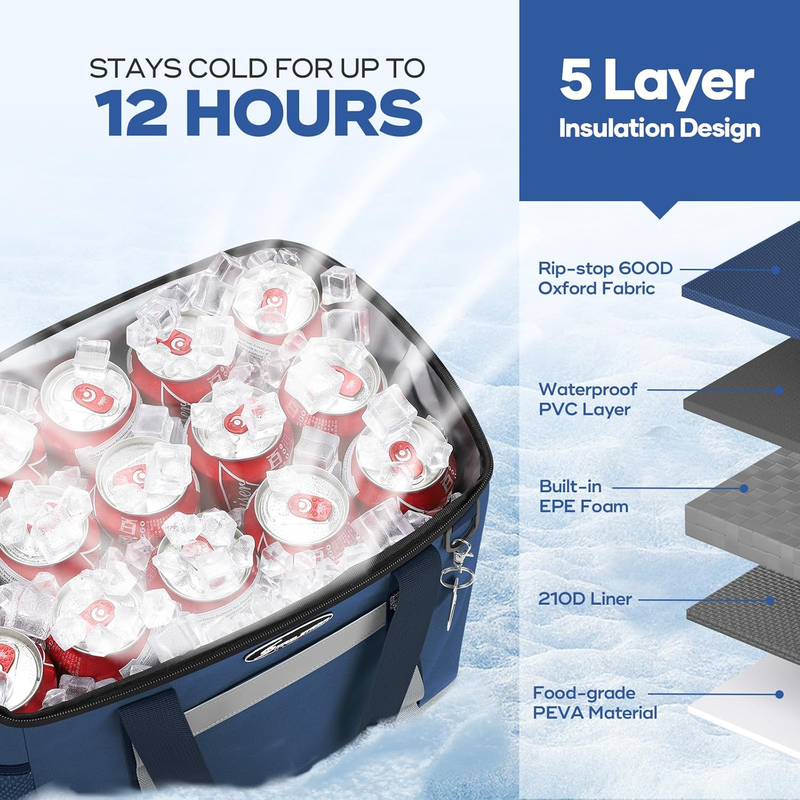 Collapsible Soft Cooler Bag 35 Cans Leakproof Beach Camping Cooler2