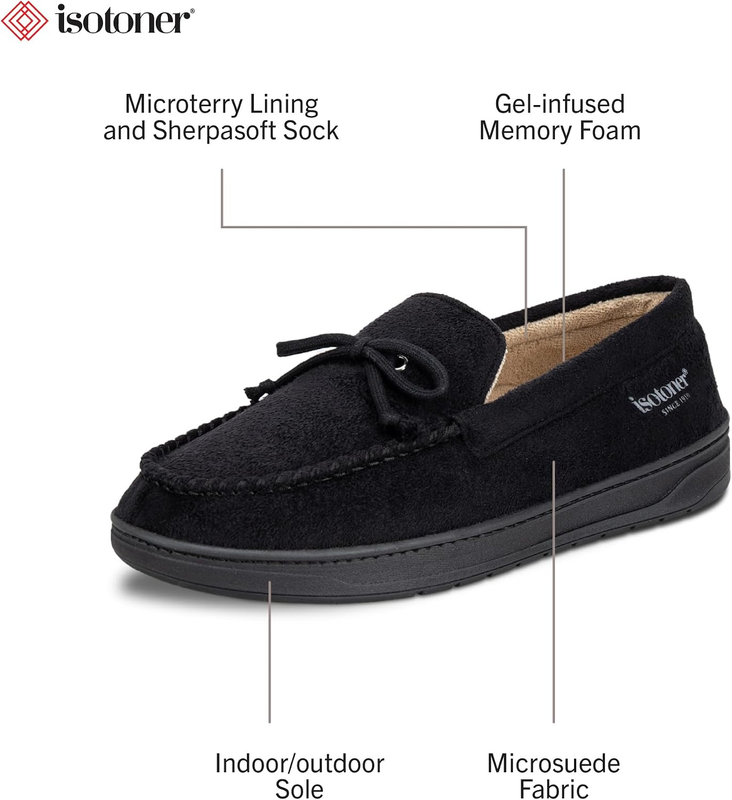 Men'S Slip On Indoor/Outdoor Microsuede Memory Foam Comfort Moccasin Slippers1