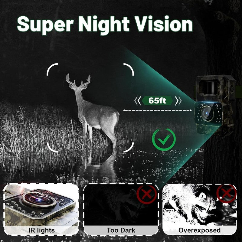 WiFi Trail Camera 48MP Bluetooth Night Vision Hunting Cam Rechargeable4
