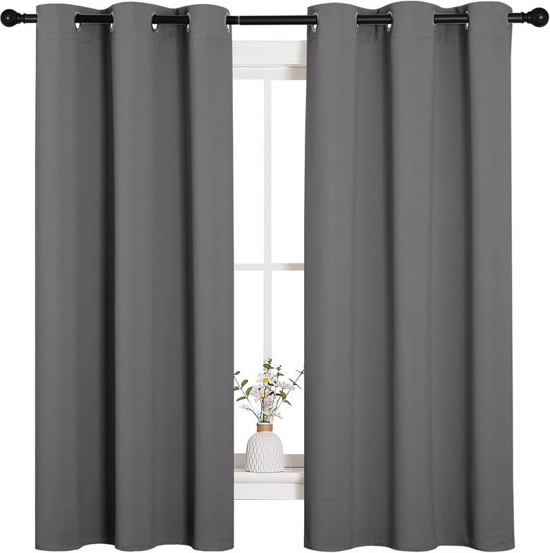 Grey Thermal Insulated Grommet Blackout Curtains for Bedroom - 2 Panels 63"2
